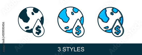 Filled outline Oil drop with dollar symbol icon isolated on white background. Oil price. Oil and petroleum industry. Vector