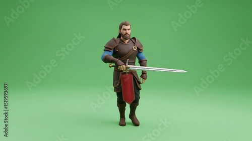 Fantasy Warrior Green Screen 3D Render Animation Loop