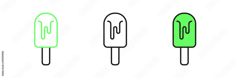 Set line Ice cream icon isolated on white background. Sweet symbol. Vector Set line Ice cream icon isolated on white background. Sweet symbol. Vector