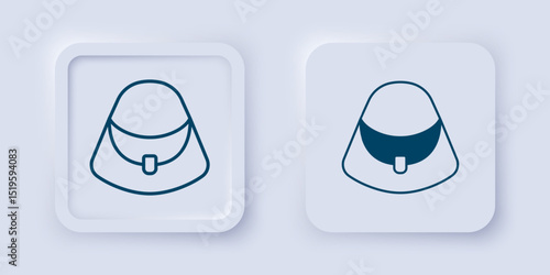 Filled and outline Handbag icon isolated on grey background. Female handbag sign. Glamour casual baggage symbol. Square button. Vector