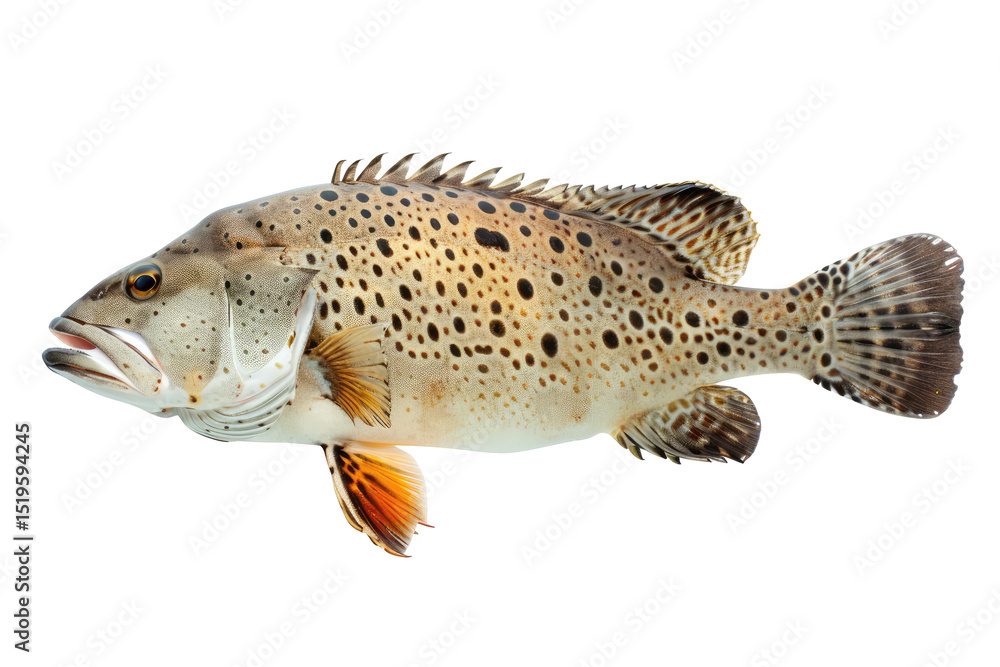 Elegant Grouper Fish Detailed Studio Shot, Isolated On White or transparent. Wildlife Theme. Elegant Grouper Fish Detailed Studio Shot, Isolated On White or transparent. Wildlife Theme.
