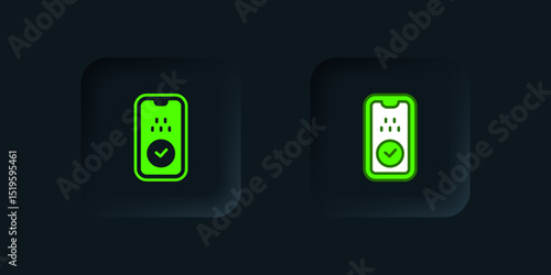 Green Taxi mobile app icon isolated on black background. Mobile application taxi. Black square button. Vector