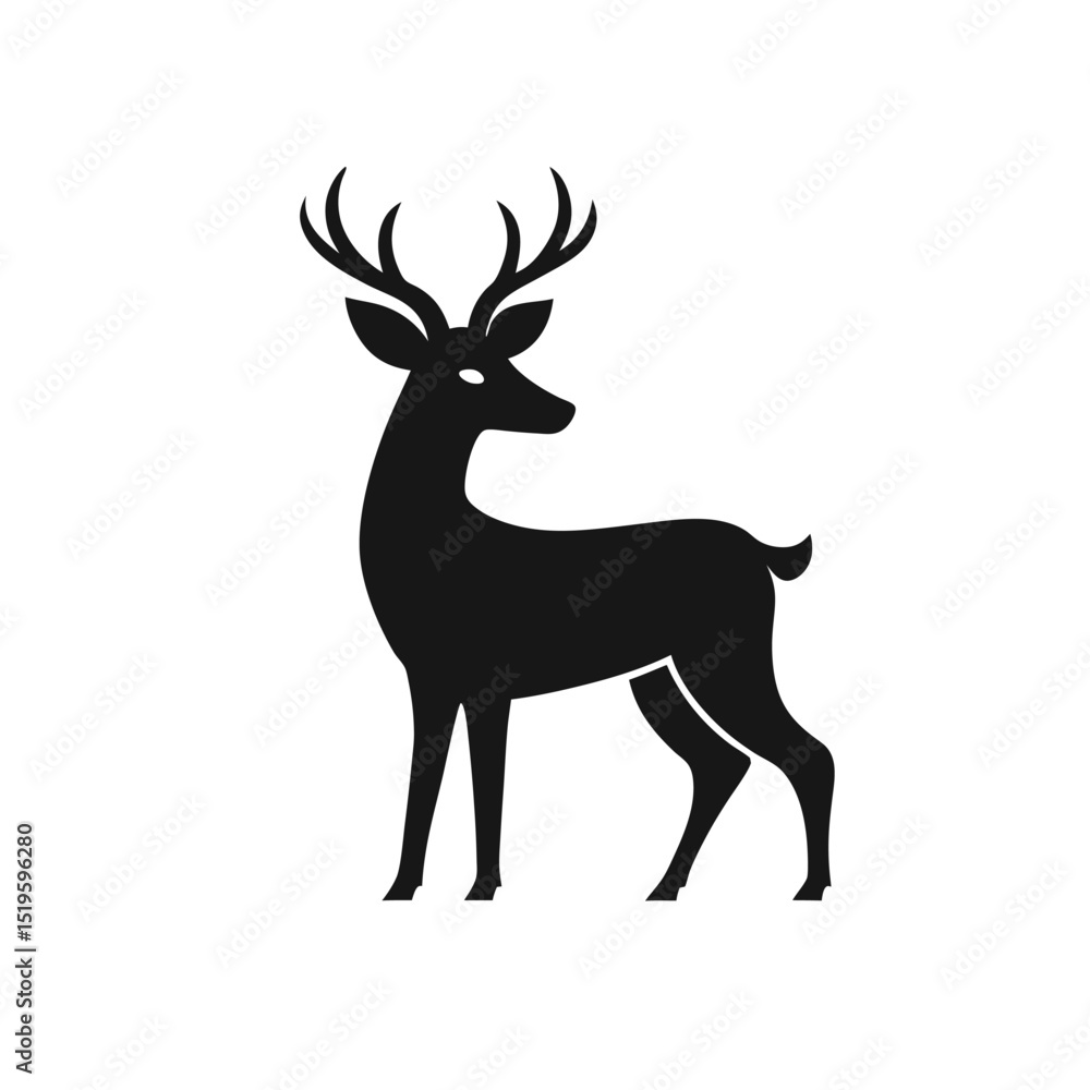 silhouette vector icon of deer on white background with Adobe Illustrator Artwork silhouette vector icon of deer on white background with Adobe Illustrator Artwork