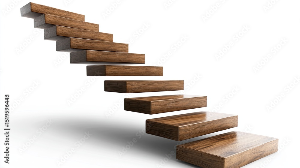 Fototapeta premium Modern Wooden Staircase Design with Clean Minimalist Aesthetic