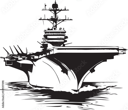 Silhouette of an aircraft carrier