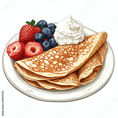 Thin crepes crepe sweet dessert vector isolated on a white background