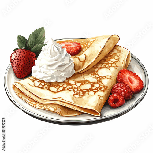 Thin crepes crepe sweet dessert vector isolated on a white background