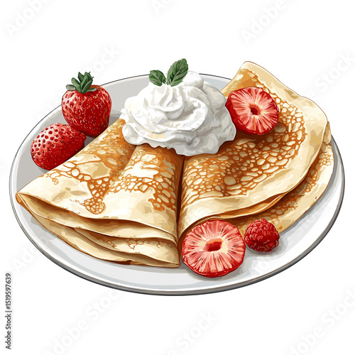 Thin crepes crepe sweet dessert vector isolated on a white background