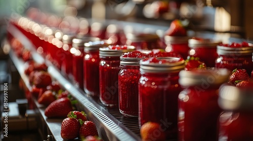 Factory Production Line of Strawberry Jam Jars Fresh Fruit Food Manufacturing Process
