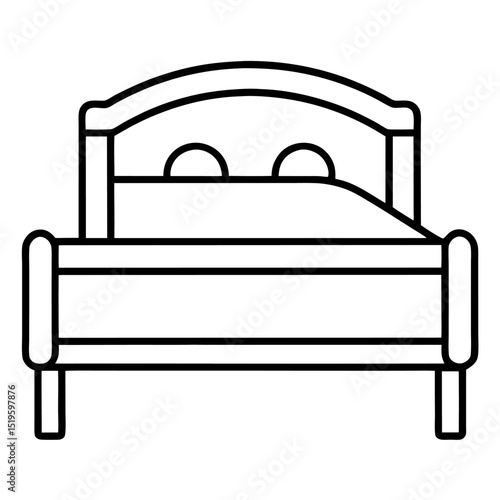 Simple line drawing of a double bed with headboard and footboard