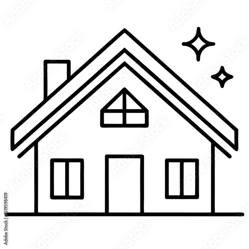Clean house icon simple line art home illustration