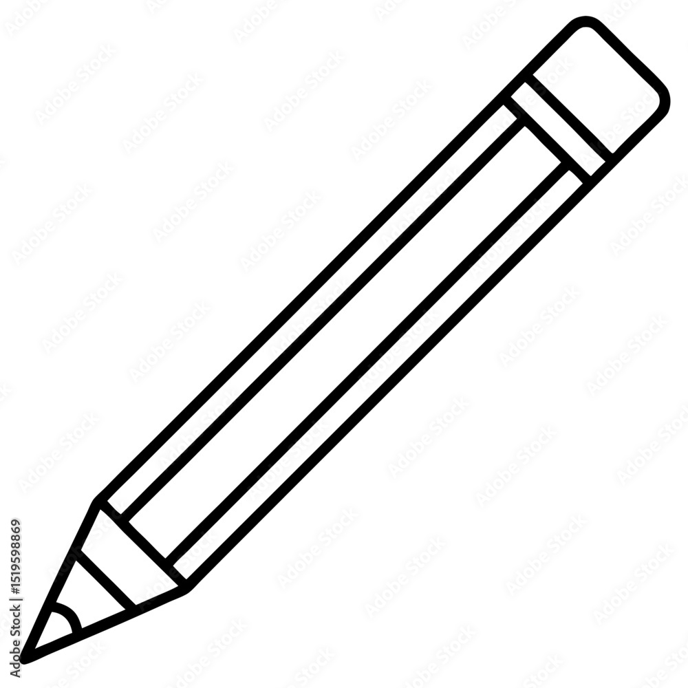 Isolated black pencil vector illustration with silver metal and eraser Isolated black pencil vector illustration with silver metal and eraser