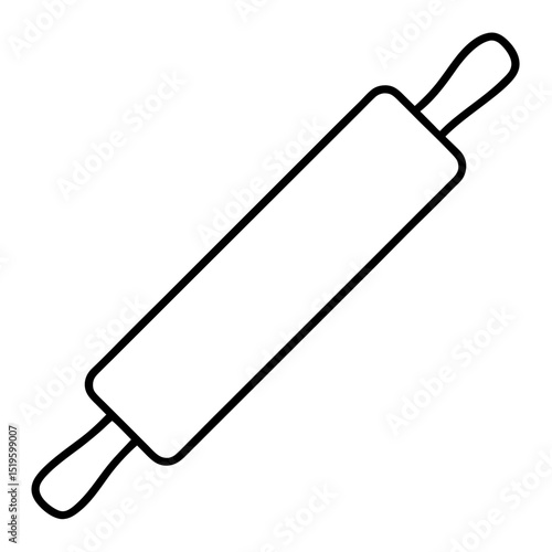 Simple line drawing of a wooden rolling pin for baking