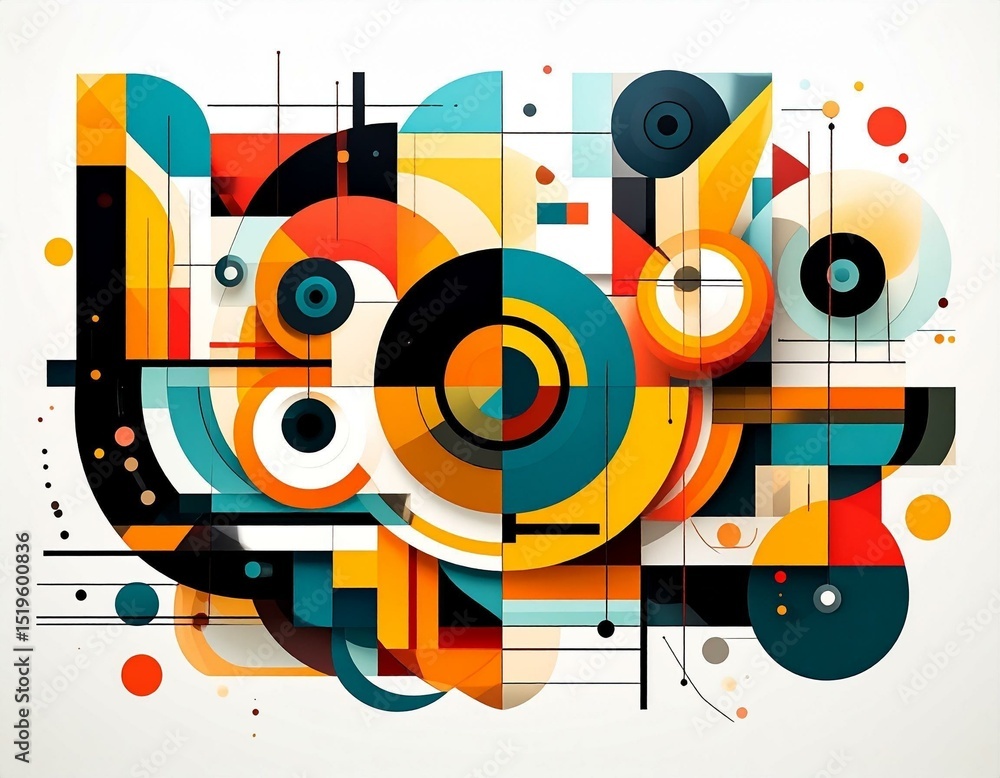 Obraz premium Abstract Geometric Art Print Vibrant Colors Bold Shapes Modern Design Wall Decor