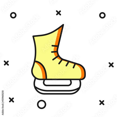 Filled outline Skates icon isolated on white background. Ice skate shoes icon. Sport boots with blades. Flat filled outline style with shadow. Vector