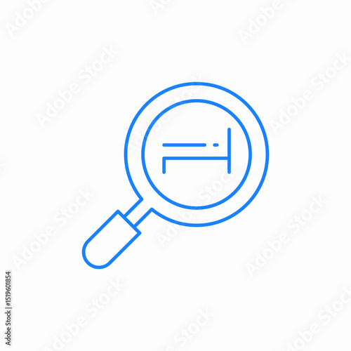 magnifying glass bed icon sign vector