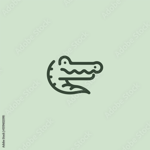 Crocodile logo in clean and minimalist line art design.