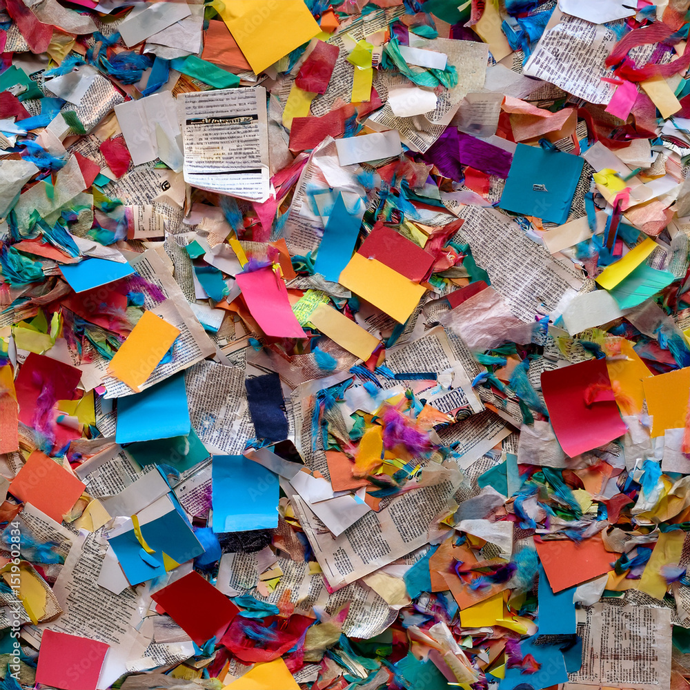 Fototapeta premium Seamless Shredded Newsprint Confetti Texture 