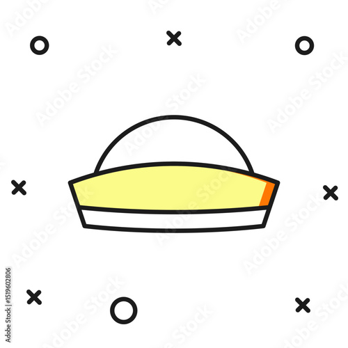 Filled outline Sailor hat icon isolated on white background. Flat filled outline style with shadow. Vector