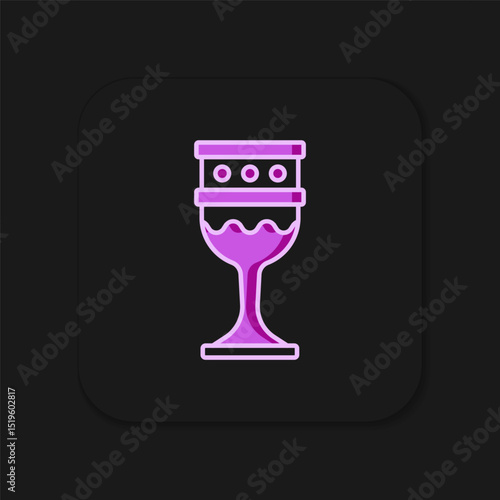 Filled outline Medieval goblet icon isolated on black background. Holy grail. Flat filled outline style with shadow. Vector