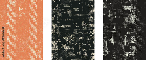 Glitch distorted geometric shape . Noise destroyed logo . Trendy defect error shapes . Glitched frame .Grunge textured . Distressed effect .Vector shapes with a halftone dots screen print texture.
