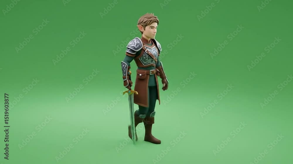 Fantasy Warrior Walking Green Screen 3D Animation Fantasy Warrior Walking Green Screen 3D Animation