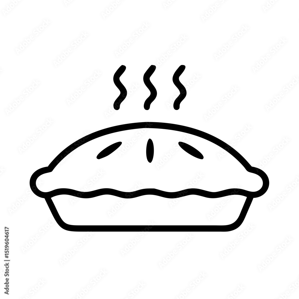 Hot pie food outline icon, isolated on white background Hot pie food outline icon, isolated on white background