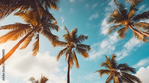 Tropical Paradise Majestic Palm Trees Under a Sunny Sky A Vibrant Vacation Scene