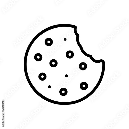 Cookie bite snack outline icon, isolated on white background