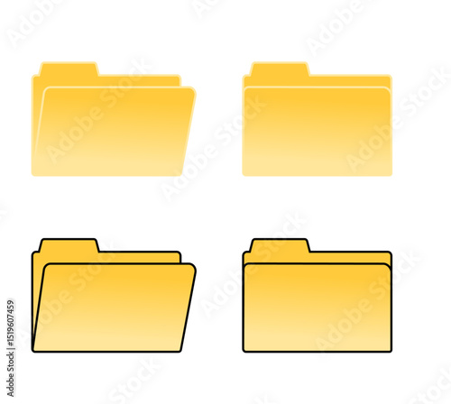Yellow Folder Icons Set for File Management and Organization