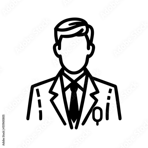 linear vector illustration of a man in a business suit in a minimalist style