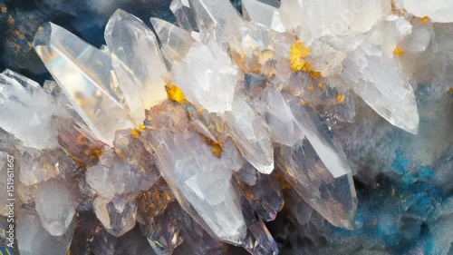 Glowing Quartz Crystals in Blue Light