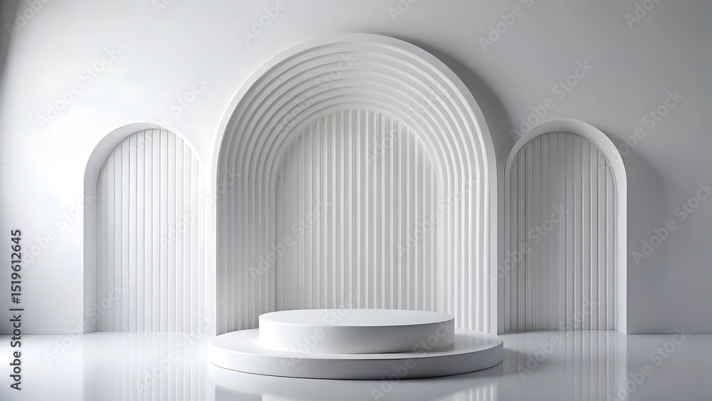 Fototapeta premium Minimal 3D Glowing Podiums in Futuristic Multicolor Abstract Style