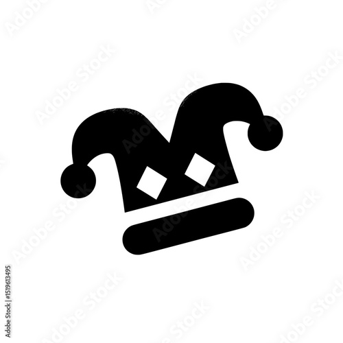 Jester Hat Icon with Curved Points and Circular Tips in Comic Style
