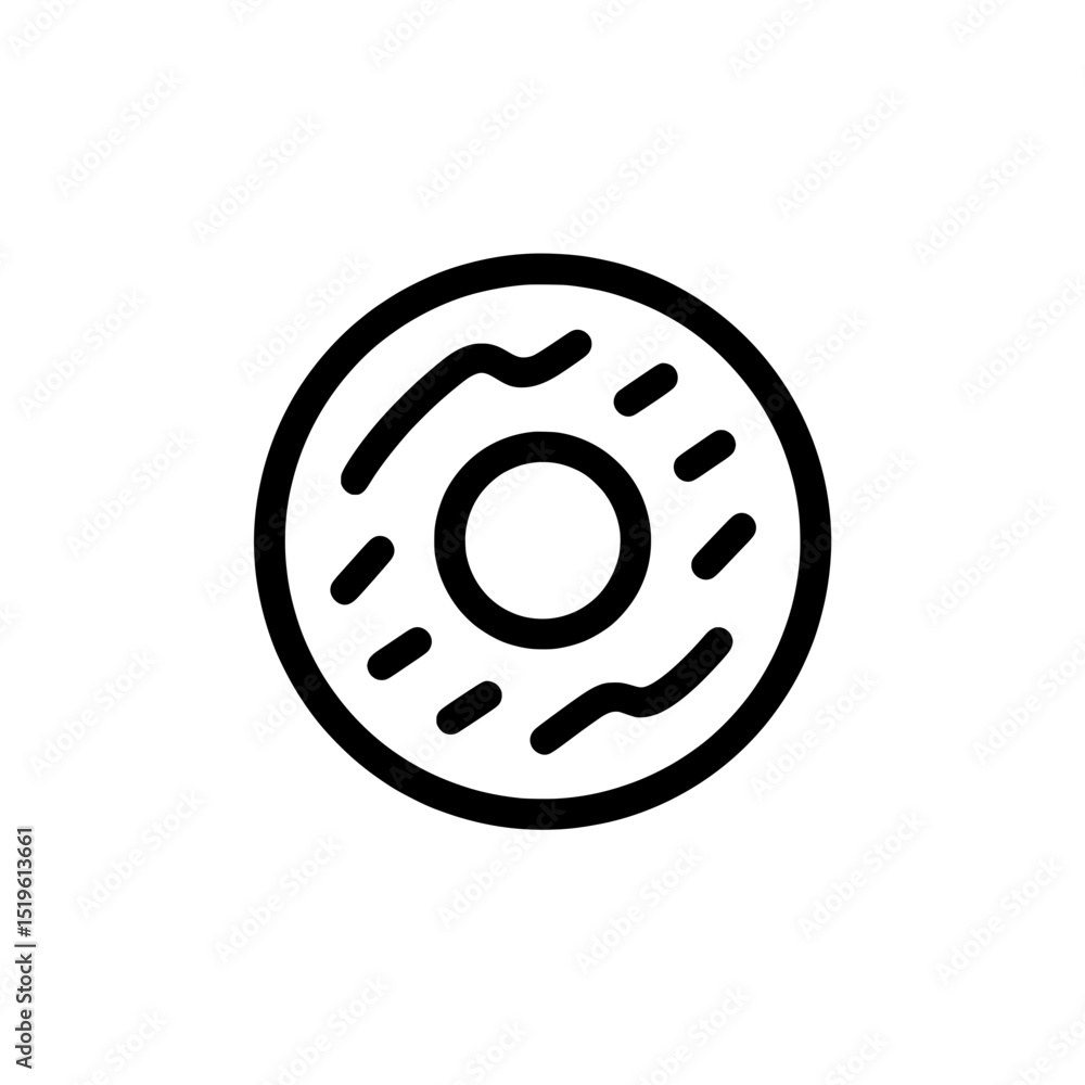 Donut Icon with Wavy Icing Lines and Central Hole in Simple Design Donut Icon with Wavy Icing Lines and Central Hole in Simple Design