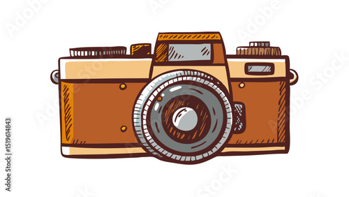 Vintage camera illustration showcasing artistic details and classic design in a stylish composition