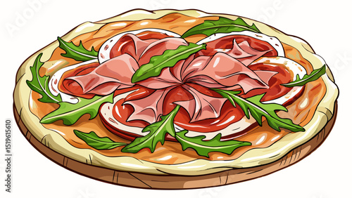 Classic ham and pineapple toppings on tomato sauce and mozzarella, displayed in a bright close-up on white, combining sweet and savory elements in a tropical twist on pizza tradition.