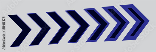 Arrow icons group. Set of black arrows symbols with blend effect. Chevron symbols. Vector isolated on Transparent background.