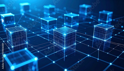 Digital Network: Interconnected Cubes in a Cyberspace