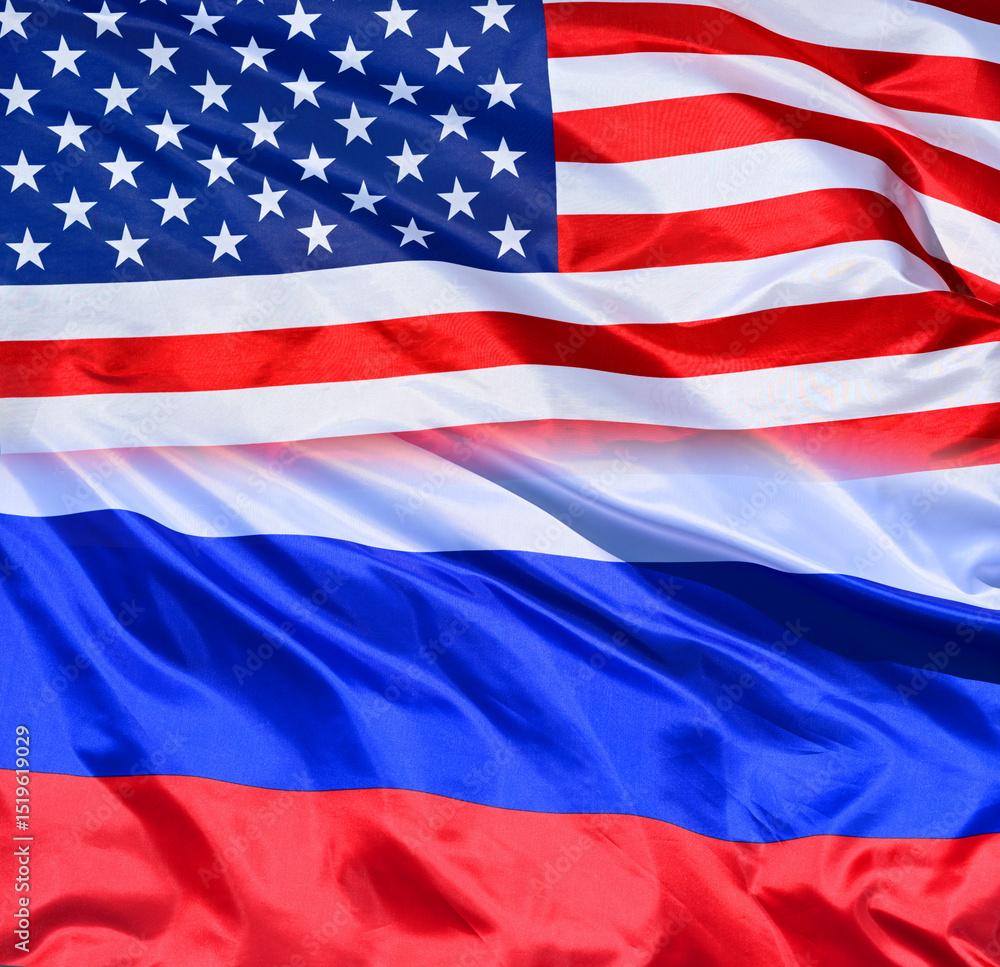 Obraz premium flags as a symbol of the relationship between russia and the United States