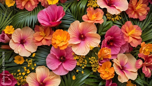 Wallpaper Mural Vibrant Hibiscus and Tropical Flowers A Lush Floral Paradise Torontodigital.ca