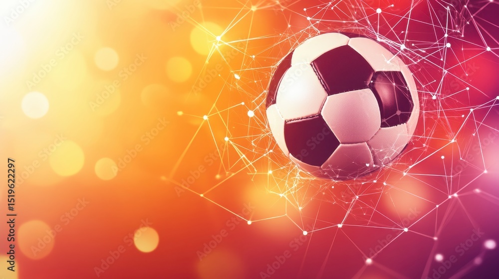 Fototapeta premium Futuristic soccer concept, networked sports technology and global connectivity
