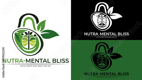 Nutritionist logo, leaf logo, healthy diet, dietitian logo, avocado logo