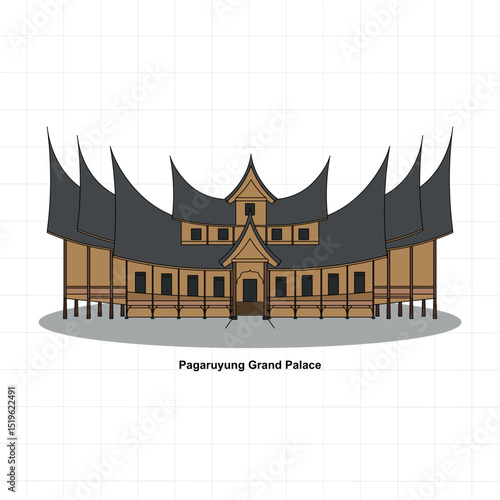 Pagaruyung Palace – Istano Basa Minangkabau Traditional House Illustration