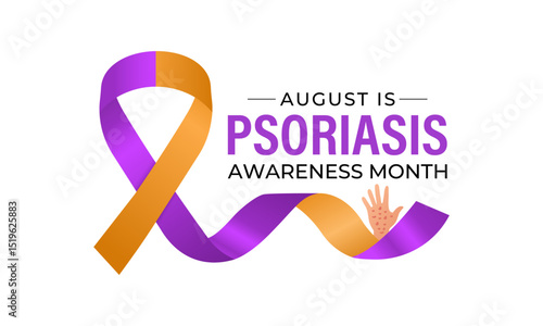 Psoriasis Awareness Month. Raise awareness. Medical concept. Symptoms include red, flaky skin patches covered in silvery scales. Creating for web banner, cards, prints, social media, poster. Vector.