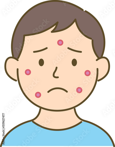 Illustration of a Man Troubled by Acne