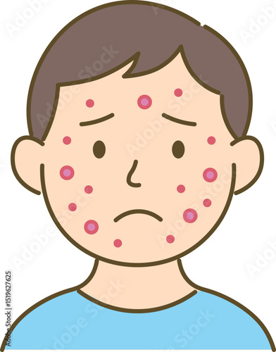 Illustration of a Man Troubled by Acne