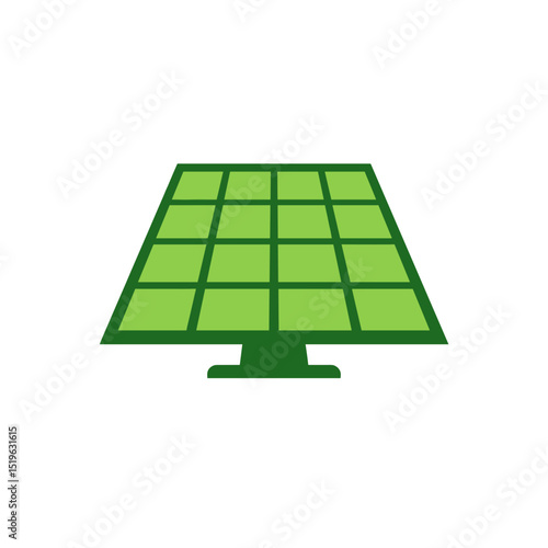 A vibrant green solar panel absorbing sunlight in a sunny outdoor environment