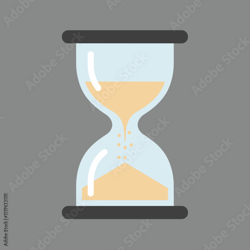Hourglass with flowing sand on a gray background symbolizing time management and patience
