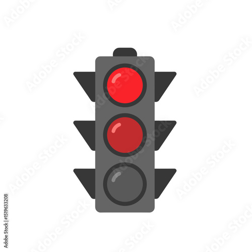 Red traffic light signaling stop in a clear urban setting with no distractions